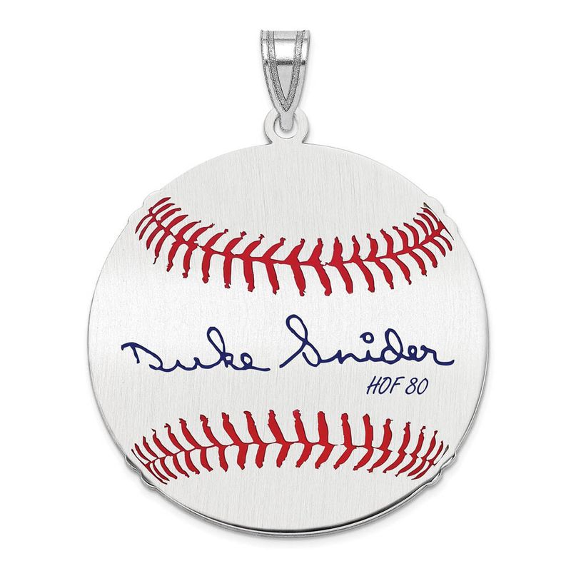 Sterling Silver Duke Snider Signature Lg Enamel Baseball Pendant